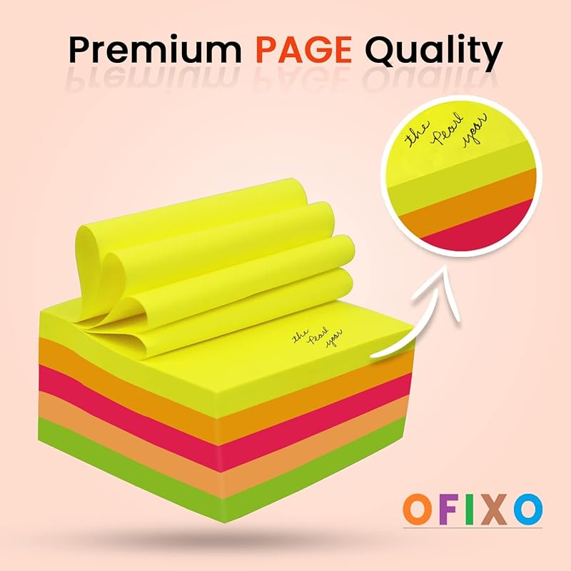 OFIXO Pop Up Sticky Notes 3x3 Refills Bright Colors Self-Stick Notes Pads Super Adhesive Sticky Notes Great Value Pack ( 8080
