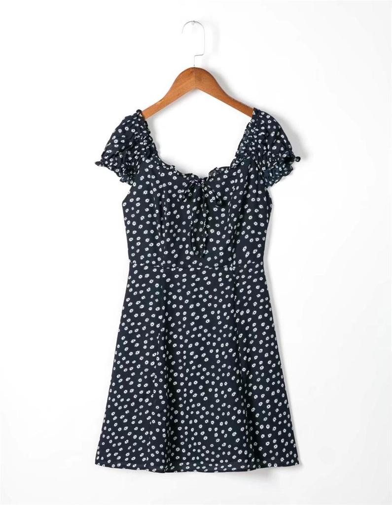 Trendy One-Shoulder Navy Floral Bodycon Mini Dress