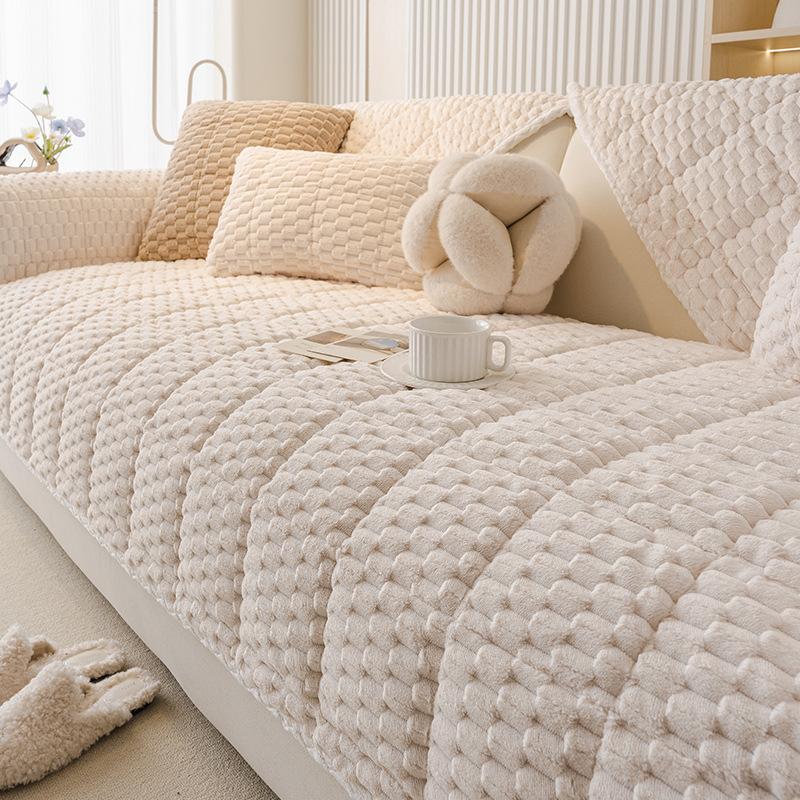 New Cross-Border Sofa Cover Towel Straight Row Non-Slip Pet Seat Cushion Honeycomb Fleece Padded Thickened Sofa Cushion