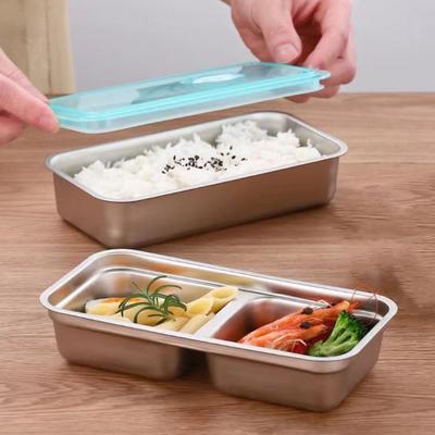 1/2Pcs Snack Box Double Compartment Stainless Steel Container Anti-Leak Design Dishwasher Safe Sauces Dressings Box