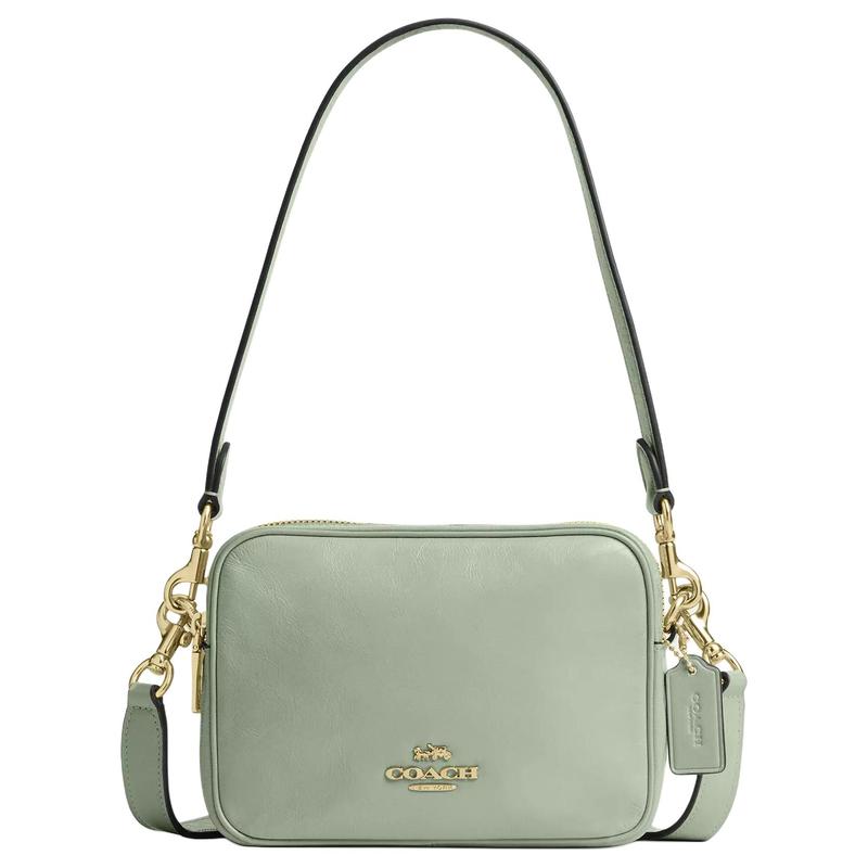 

COACH 18 Carey Zipper Closure Leather Crossbody Bag Small Women s Light Pistachio Green зелёный