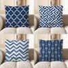 Home Decor Blue And White Geometric Pattern Throw Pillow Pattern Cushion Cover Suitable For Sofa Bedroom Car Pillow Cover