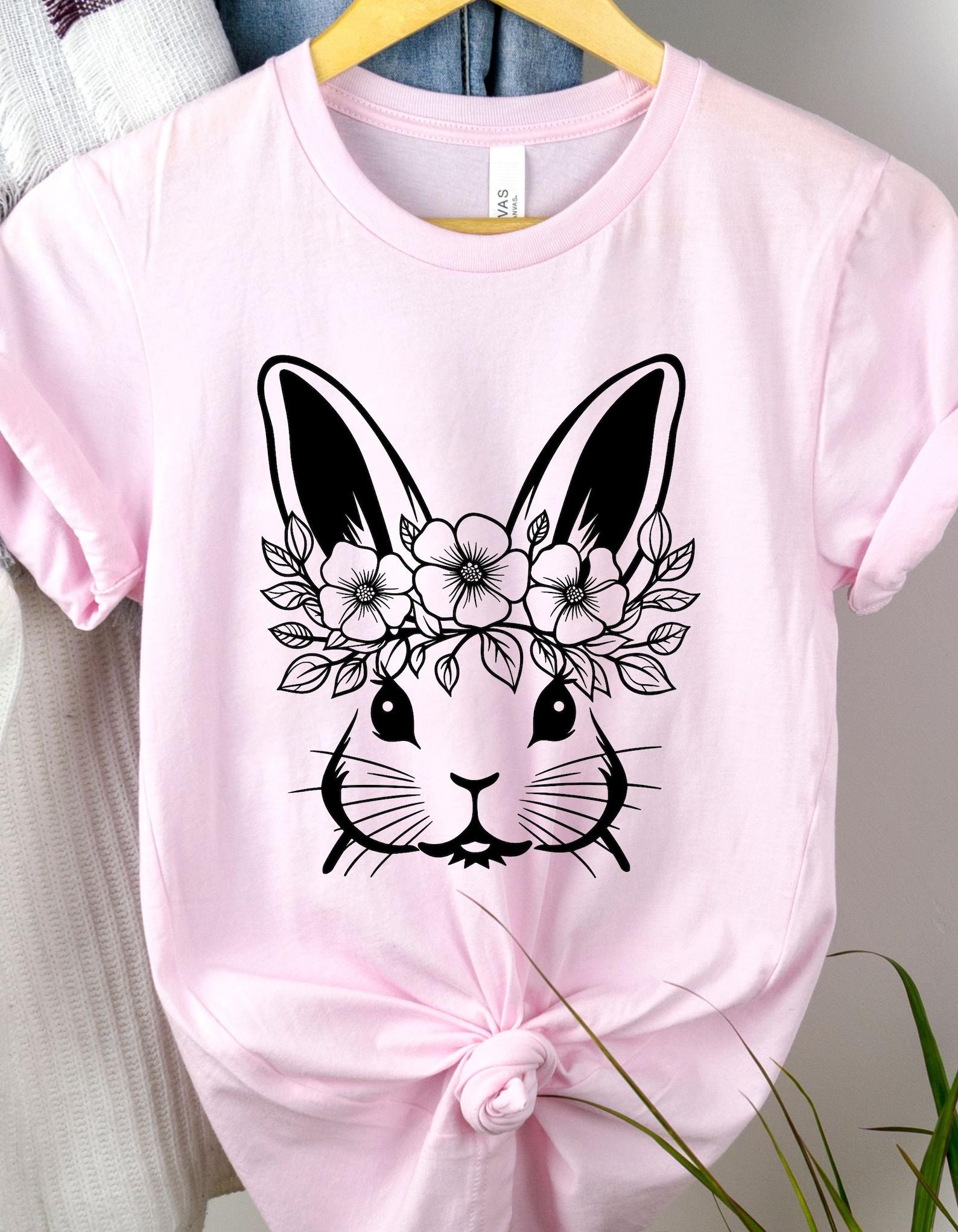 Easter Rabbit tshirt, bunny face, 7 colors, easter bunny M
