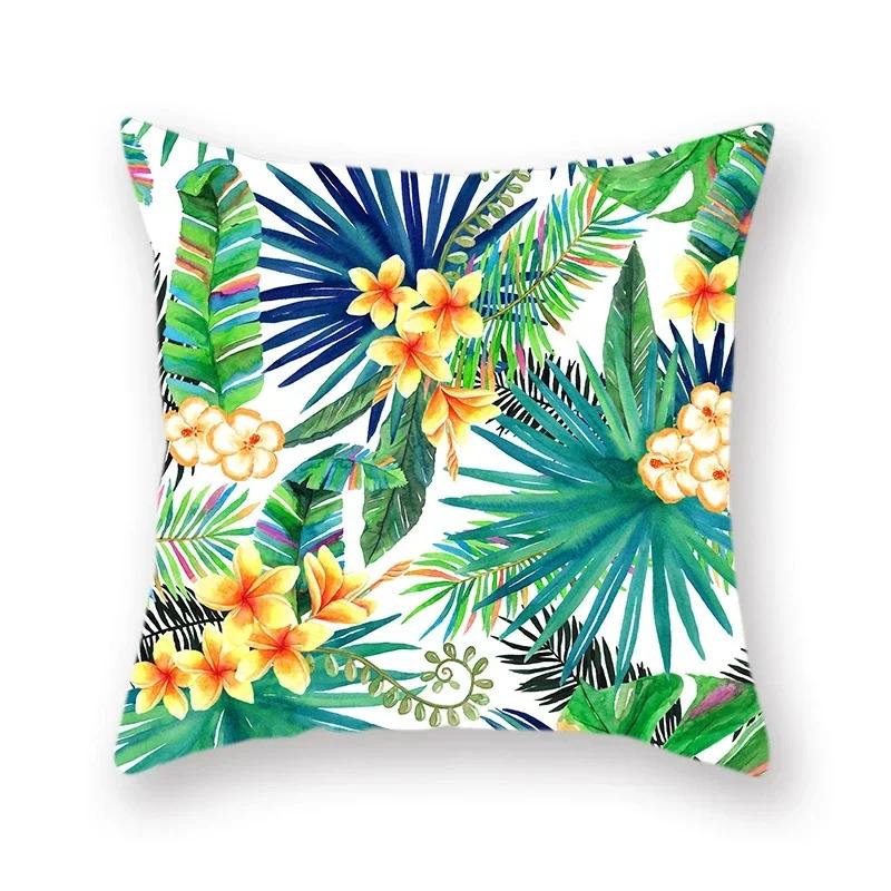 

Тропический Пальмовый Лист Хвойный Декоративный Двусторонний Полиэстеровый Чехол для Подушки Ананасовый Желтый Зеленый Автомобильная Накидка Наволочка 66x66cm