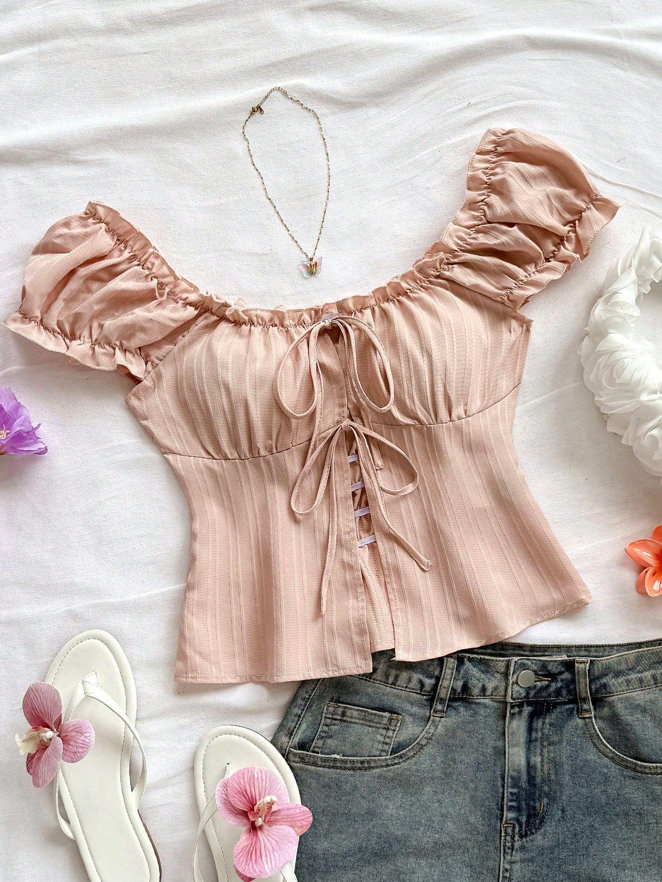 Женский хлопковый топ однотонный, квадратный вырез, приталенный Large розовый