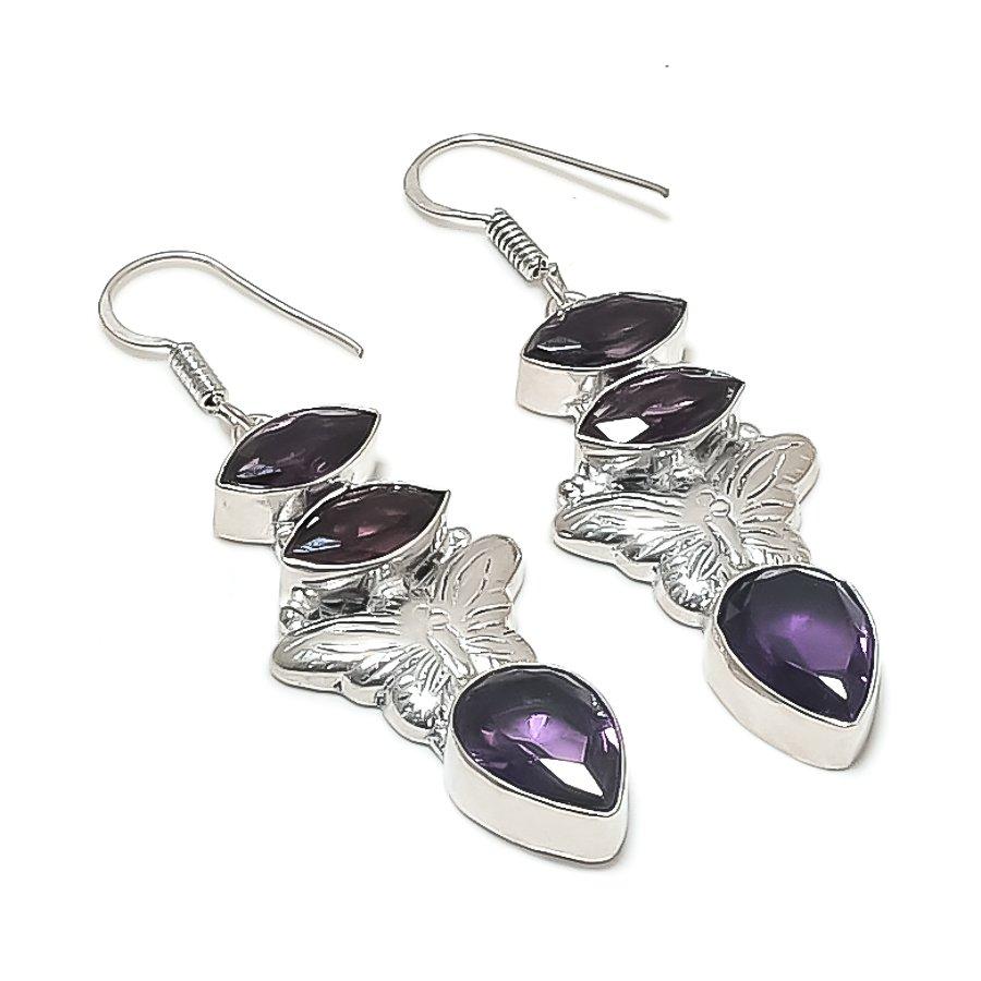 

Аметист Драгоценный камень 925 Стерлинговое серебро Серьга 2,36