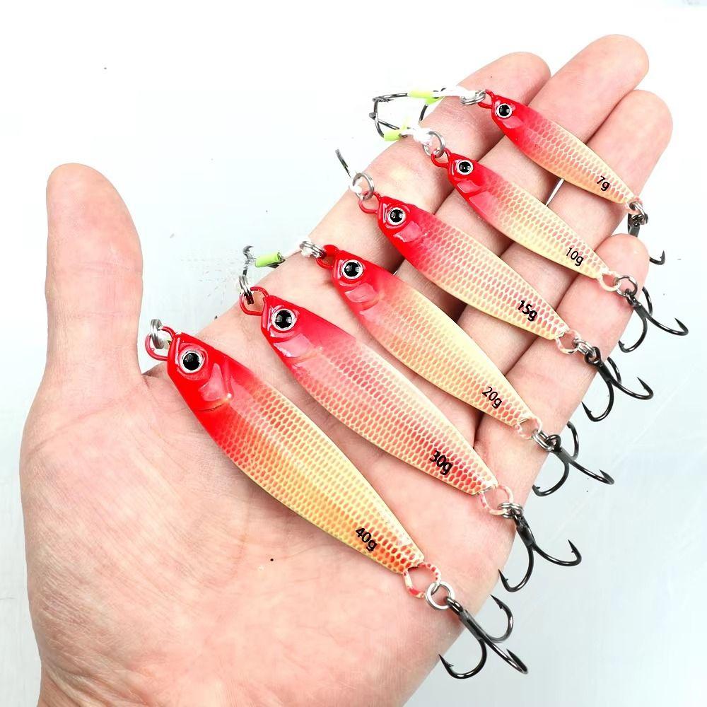 5Pcs 3D Eye Luminous Fishing Lures Hooks Crank Hook Artificial Fishing Bait Set  Beach Boat Fishing