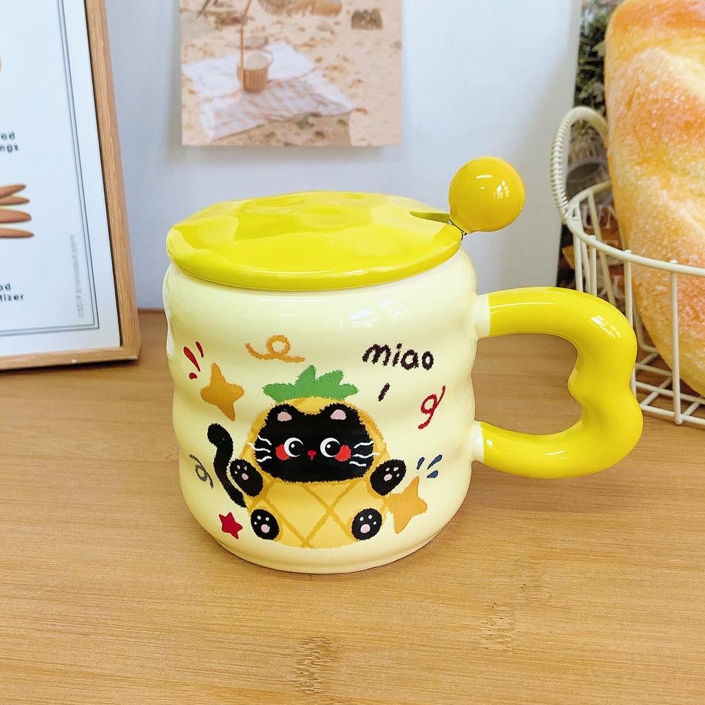 Cute Cat Mug with Lid Spoon with High Value Ceramic Drinking Cup for Home Use for Girls Birthday Gifts