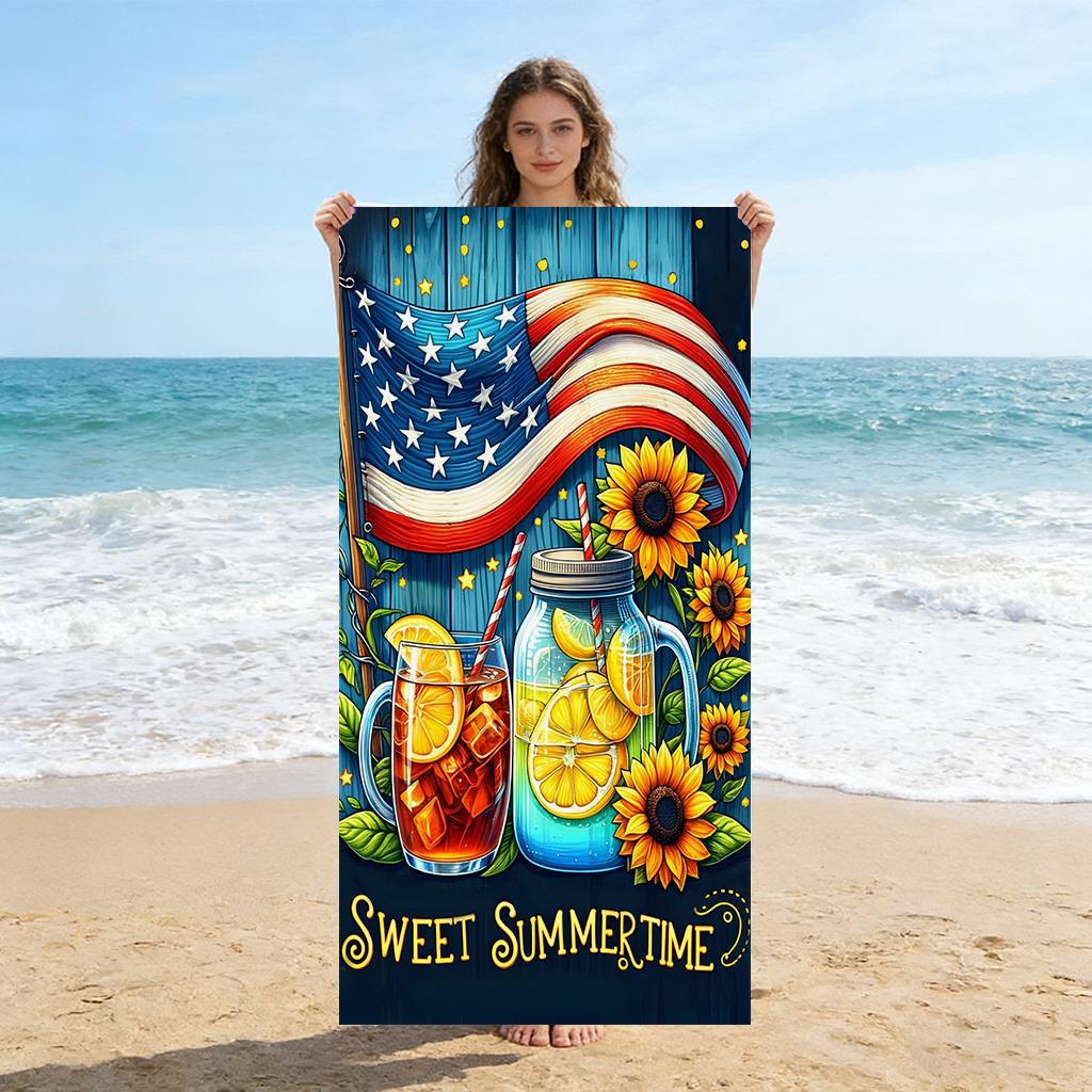 Sweet Summer Beach Towel Large Quick-Drying Towel American Flag Towel For Beach Pool Sport Yoga Gym Home Towel Sand Free Towel