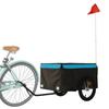 VidaXL Remorque de vélo noir et bleu 45 kg fer 94086