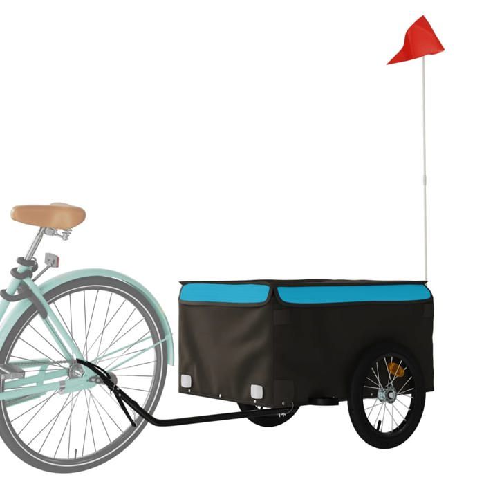 VidaXL Remorque de vélo noir et bleu 45 kg fer 94086