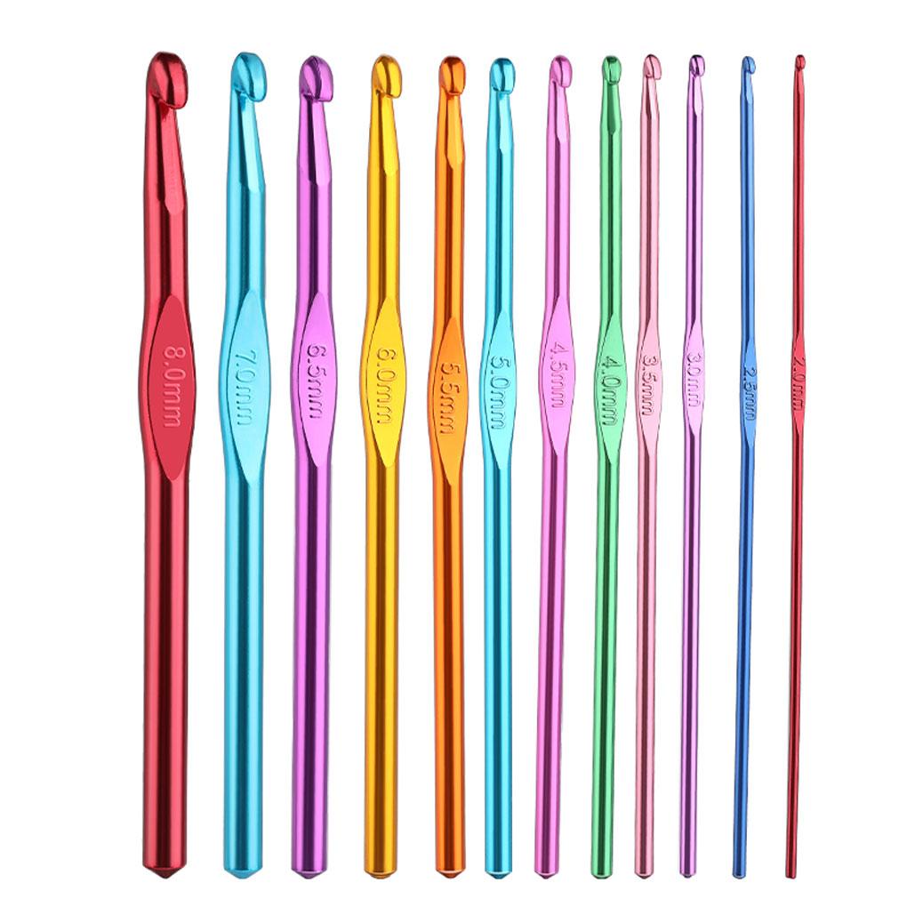 

12 PCS Crochet Hooks Kit Ergonomic Knitting Needles Blunt Needles Stitch Marker DIY Hand Craft Art Tools for Beginners