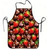 Strawberry Chocolate Heart Print Apron, Durable and Easy To Clean, Adjustable Waistband, Polyester Material, for Kitchen Cooking