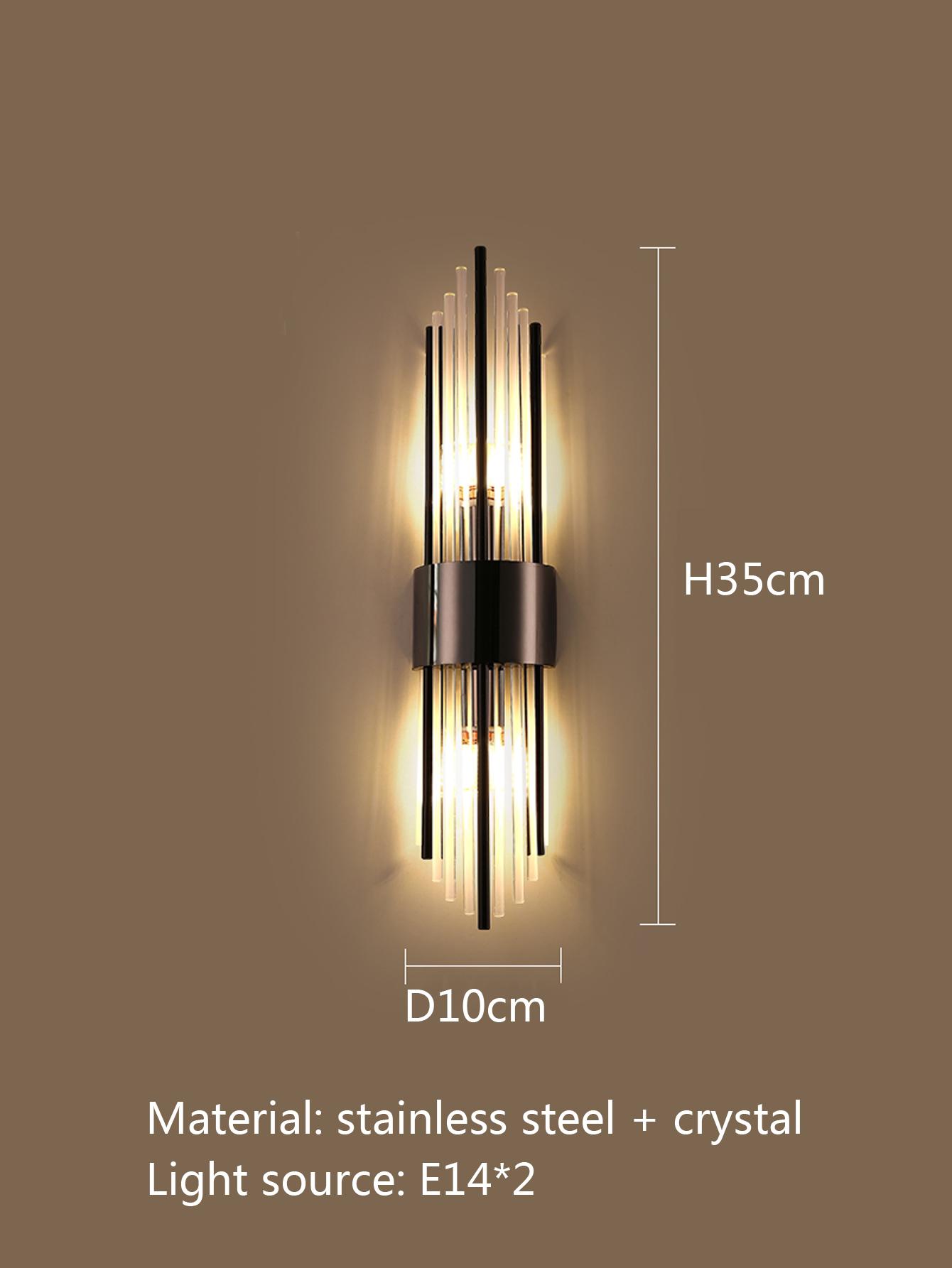 

Современный золотой/черный настенный светильник из нержавеющей стали с кристаллами, лампа для гостиной, спальни, прикроватная лампа, лампа для прихожей, настенный светильник, украшение для дома