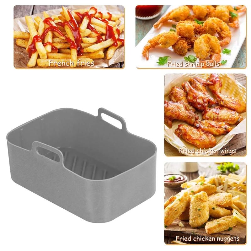 Replacement Baking Tray Air Fryer Silicone Liners Square Food Safe Non Stick Air Fryer Oven Basket Reusable Baking Tray