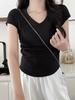 Cotton Short Sleeve T Shirt For Women With Pleated Design And Slim Fit For Casual Wear