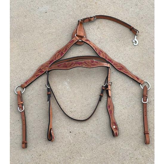 Horse Show Saddle Tack Bridle Western Leather Headstall Breast Collar