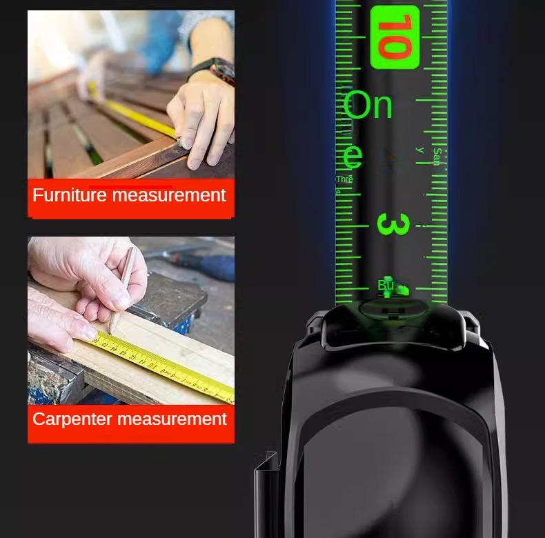 Self Locking Steel Tape Measure Black Fluorescent Tape 5M High Precision Thickened Wear-resistant Fall Resistant Measuring Tape