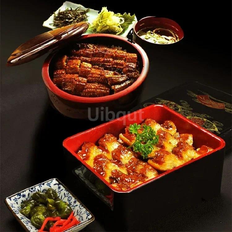 Japanese Sushi Bucket Sashimi Seafood Dish Cuisine Fruit Food Tray Salmon Ice Plate Round Box with Lid Lunch Box Dim Sum Box