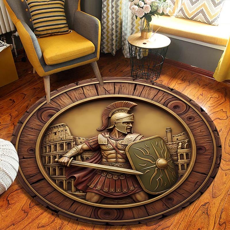 Egpytian and Roman Round Area Rug,Carpet Rug for Living Room Bedroom Sofa Playroom Decor,Non-slip Floor Mat