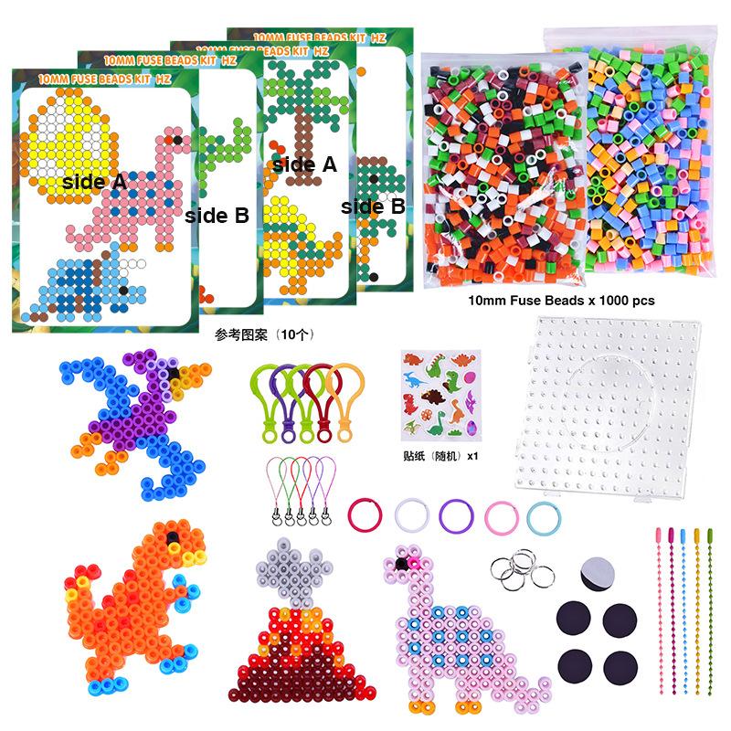 1000 Stück 10mm Bügelperlen Set Groß 1cm Perlen DIY Bastel Puzzle Spielzeug für Kinder Kreatives Geschenk