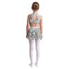 Girls Performance Dress Sequined Tiered Ruffles V Neck Sleeveless Stage Dance Costume