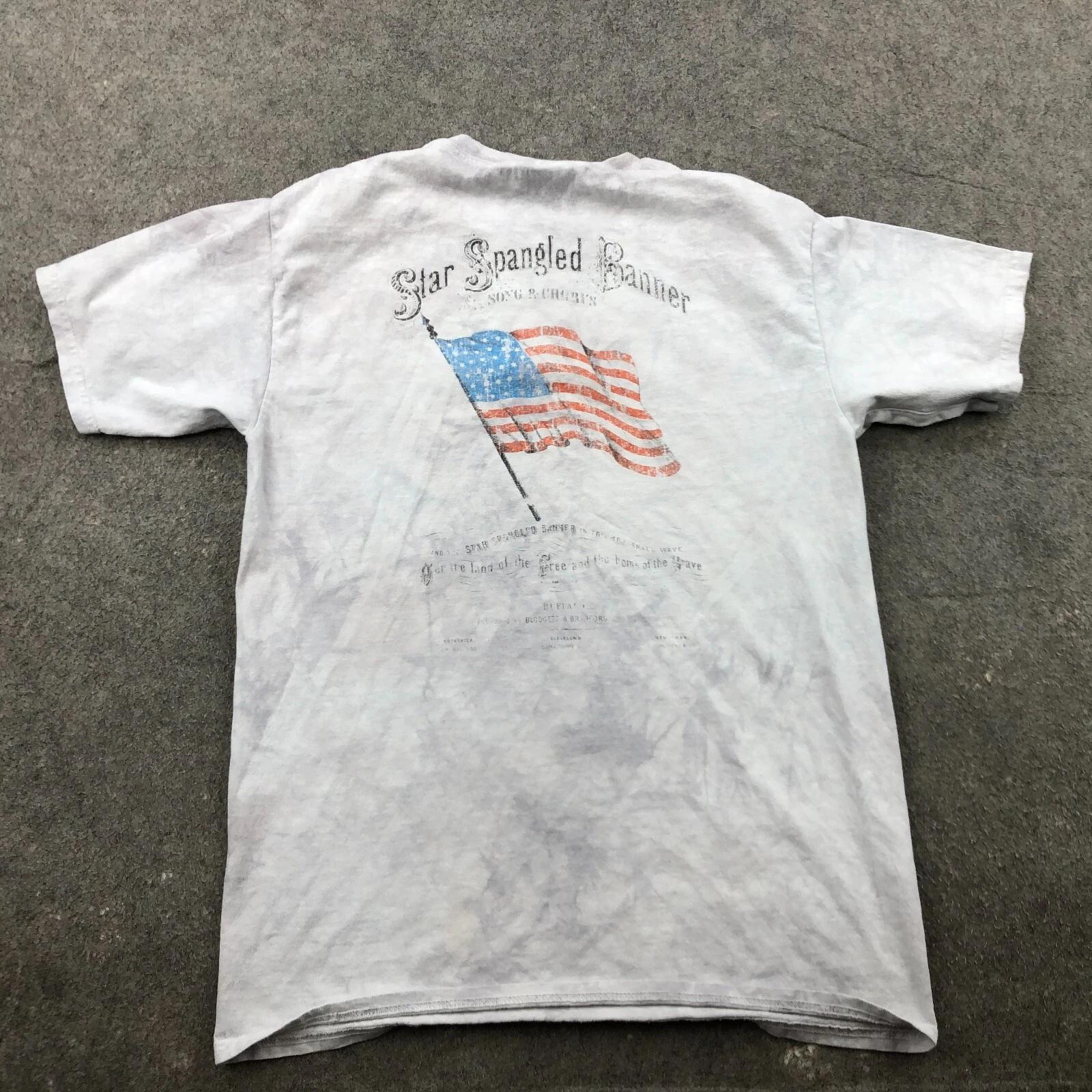 The Mountain Shirt Men Medium Gray Star Spangled Banner Flag Short Sleeve * S