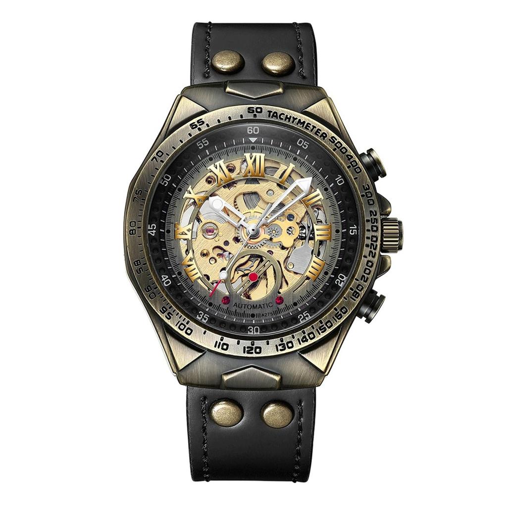 Automatische Skelettuhr mit echtem Leder Römisch Analog 3ATM Wasser Stilvolles Accessoire für Freizeit und Geschäft Perfektes Geschenk für und Tag Herrenarmband