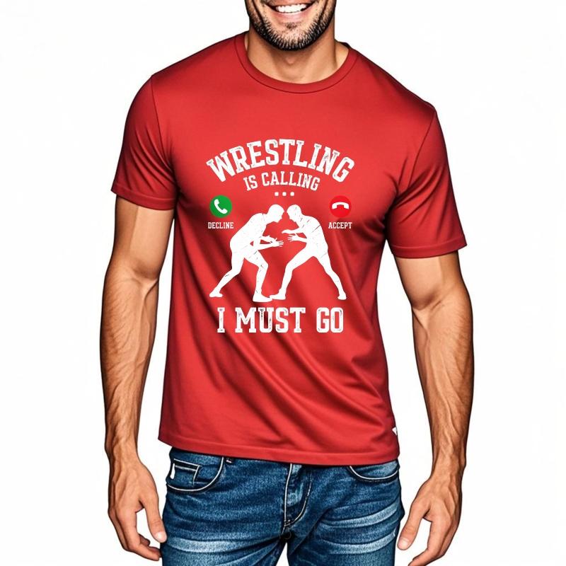 

Stylish Boys Summer tshirt Wrestling Is Calling I Must Go Short Sleeve Breathable Oneck Man Tshirt Everyday Tee Premium Gift as the picture63 красный