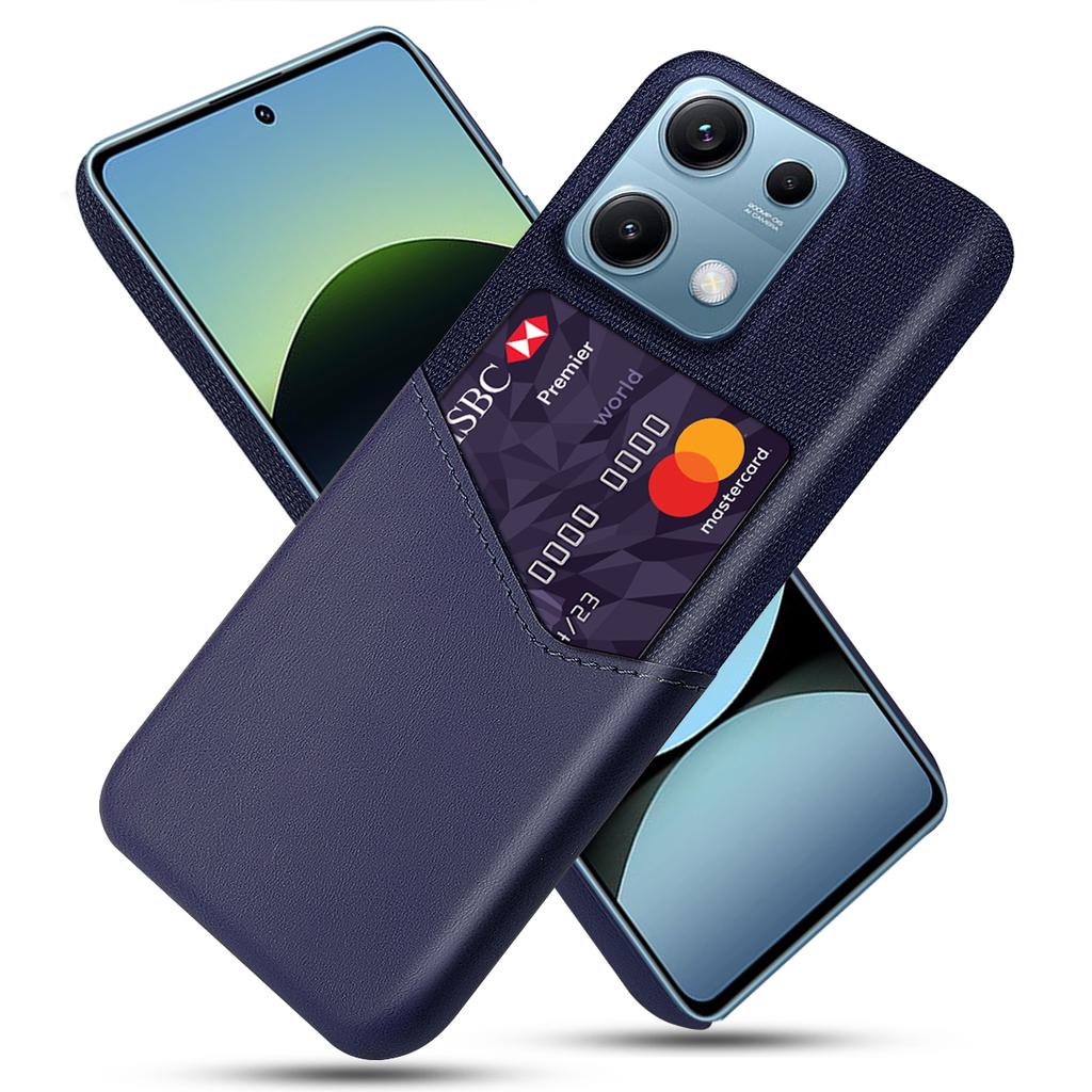 For Xiaomi Redmi Note 14S 4G Case PU Leather Cloth Texture Hard PC Phone Cover with Card Holder