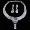 Set European And American Light Luxury Banquet Dress With Diamond Bride Earrings Two-Piece Set Jewelry Necklace Women