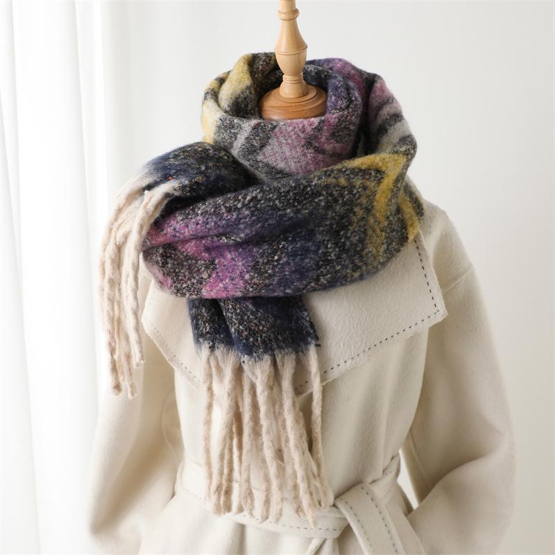 Fashion Winter Warm Women Scarf Soft Faux Cashmere Blanket Wrap Shawls Foulard Pashmina Neckerchief Poncho Tassel