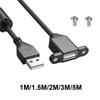 Prodlužovací kabel USB pro nabíjení s USB 2.0 konektorem (samec-samice), montáž do panelu s otvorem pro šroub pro telefony, notebooky, myši
