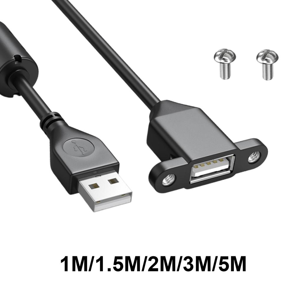 Prodlužovací kabel USB pro nabíjení s USB 2.0 konektorem (samec-samice), montáž do panelu s otvorem pro šroub pro telefony, notebooky, myši