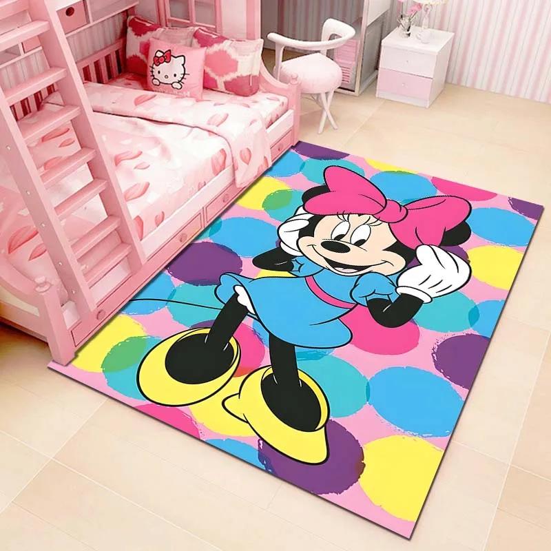 Cute Cartoon Carpet Minnie Mouse Printed Rug for Home Living Room Bedroom Kids Room Decor Non-slip Floor Mat Next Day Shipping