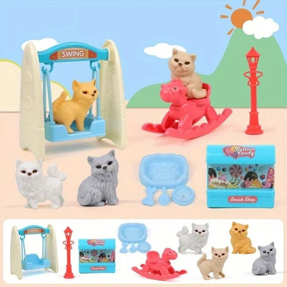 

Playing House Dog Scene Playing Pet Basket Dog Cage Toys Doll Accessories Dog Doll Set Children 9pcs