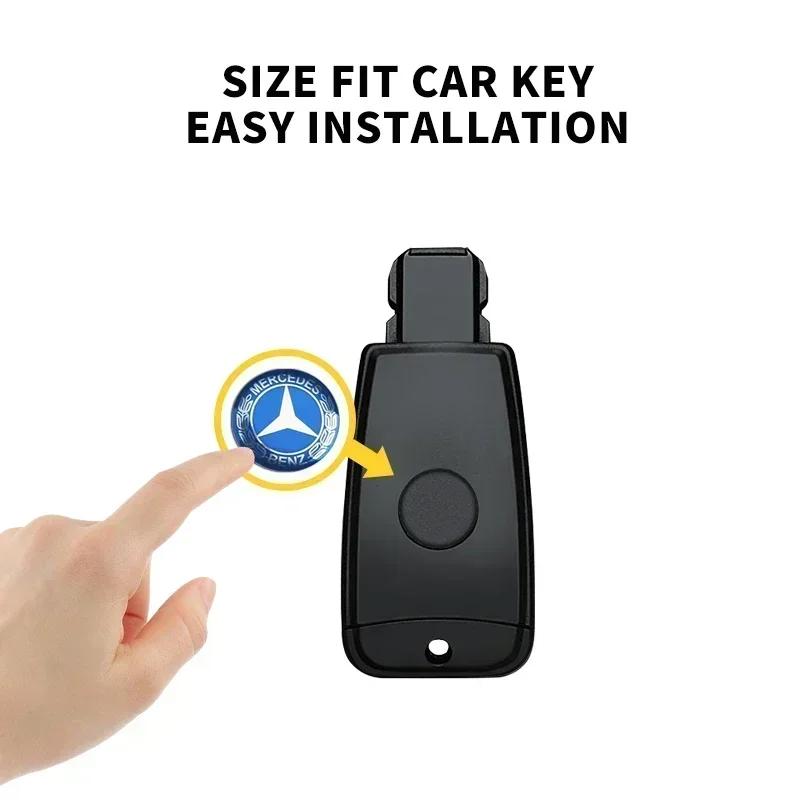 14mm Car Key Sticker Logo 3D Metal Emblem For Mercedes Benz B/C/E/S Class A Class C200L GLC GLE CLA accessories Car Styling CD2