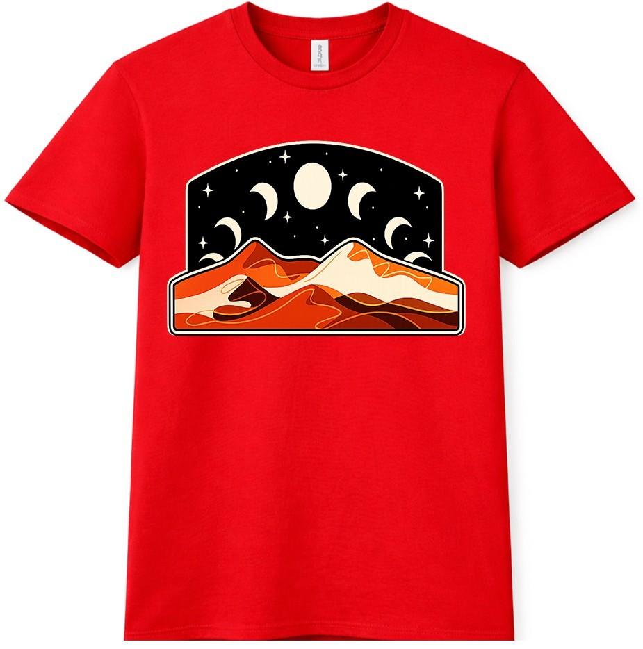 Moon Phases T Shirt Celestial Desert Mountain Night Sky Stars Graphic Tee S