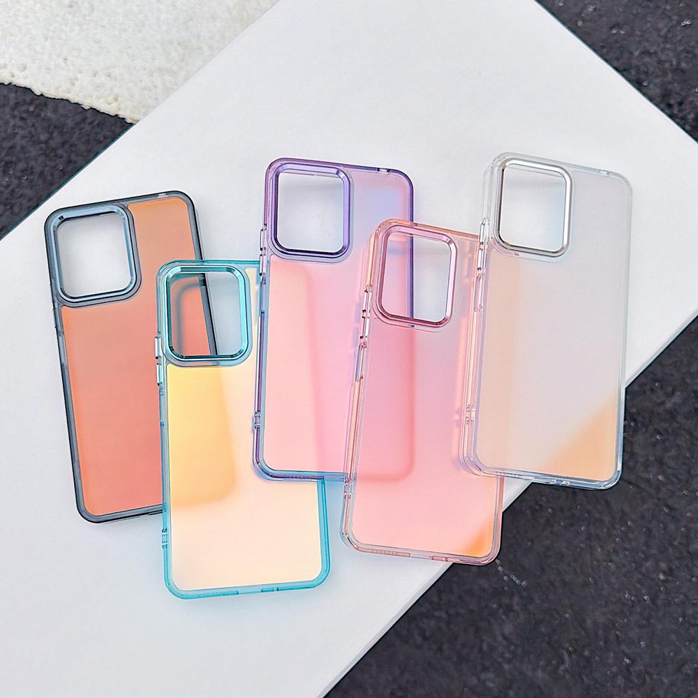 KEYSION Fashion Laser Gradient Colorful Phone Case for Xiaomi POCO M6 Pro Soft TPU+PC Shockproof Back Cover for POCO X6