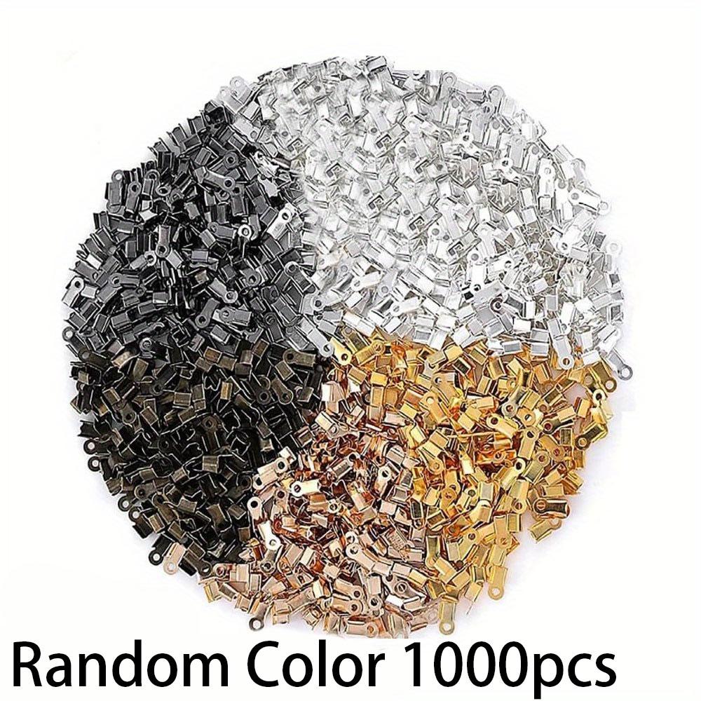 300/500/1000pcs Folding Rope Head, Rope Crimping End, Folding End Cover, Leather Ribbon End Buckle, Tip Jewelry Connector DIY for Jewelry Making