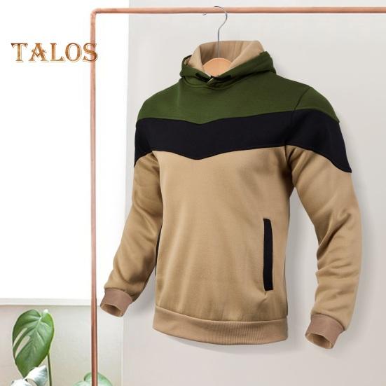 Herren Kapuzenpullover Herbst Winter Colorblock Kordelzug Dicker Plüsch Lange Ärmel Große Tasche Mit Kapuze Retro Dünn Locker Alltagskleidung Lässiges Sporttop