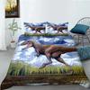 Jurasic Dinosaur Soft Duvet Cover Set for Young Boys King/Quen Sized Dimensions Polyester Beding Set Big Stegosaurus Brontosaurus Pterosaur