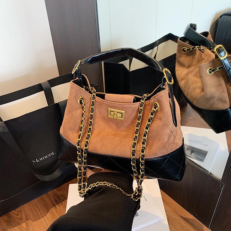 

Нишевая ретро сумка-тоут женская новая высококлассная сумка с бриллиантовой цепочкой сумка на одно плечо сумка-мессенджер коричневый