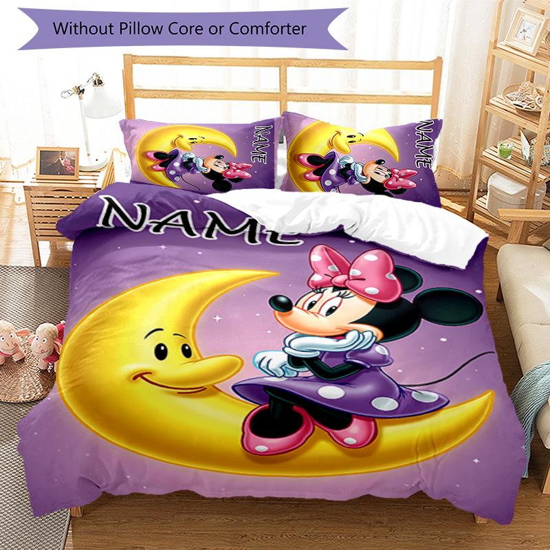 3pcs Minnie7 Cover Set - Personalized Name, HD Printed Bedding with 1 Cover and 2 Pillowcases - Perfect for Home Decor, Easy Care