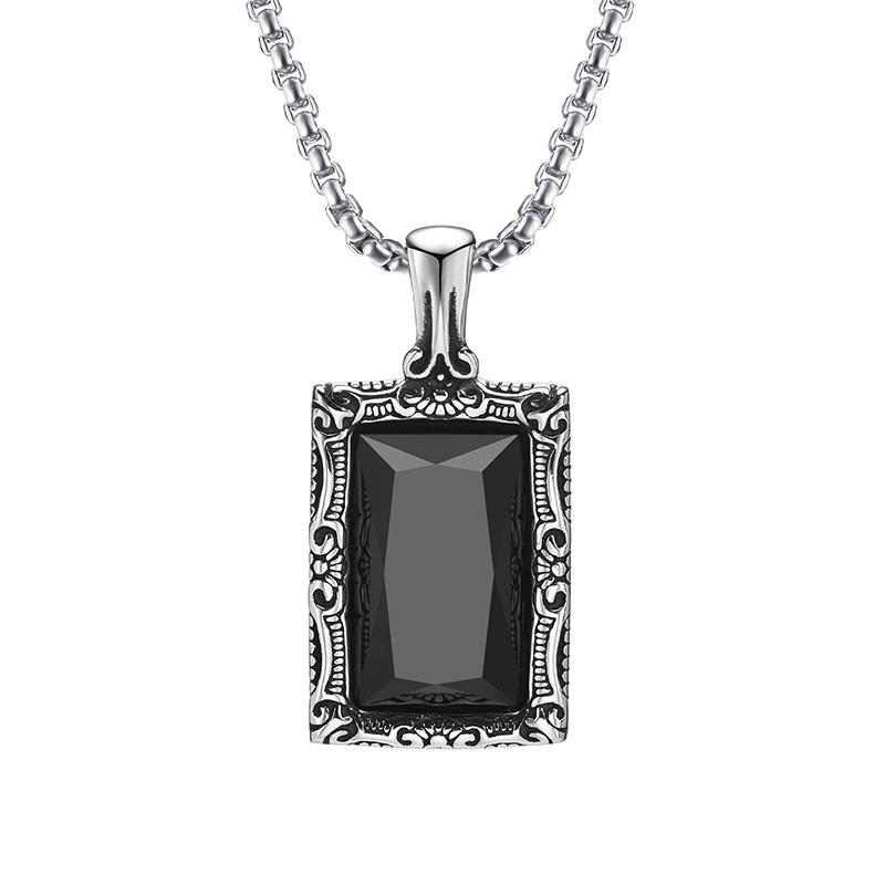 

Fashion Simple Black Stone Pendant Classic Stainless Steel Personality Charm Necklace for Women Jewelry Amulet Gift Dropshipping