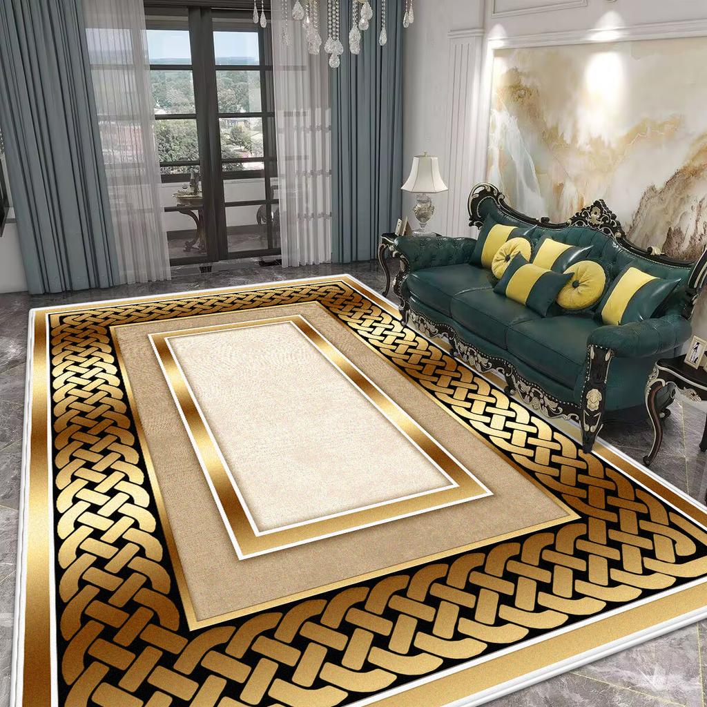 Nowoczesny Luksusowy Dywan do Salonu 200x300cm Dywany Wielkopowierzchniowe Dekoracja Pokoju Złote Maty Podłogowe Zmywalny Dywanik pod Stolik Kawowy Antypoślizgowy