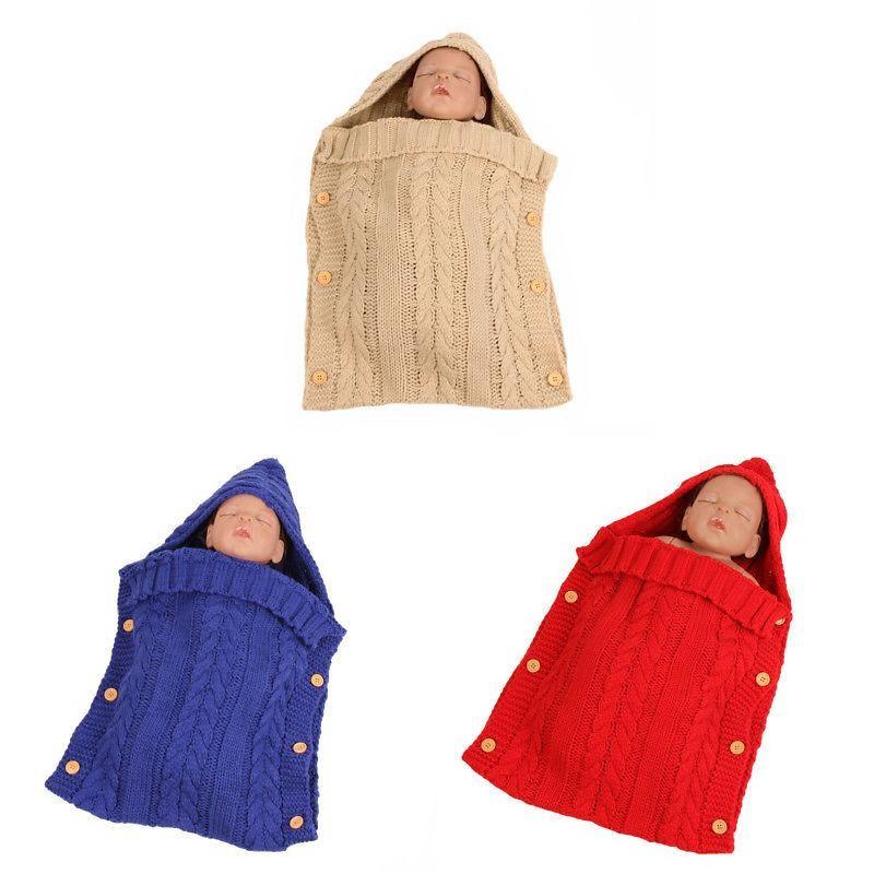 Sleeping Knitted Bag Newborn Baby Autumn Winter Button Stroller Bag Sleeping