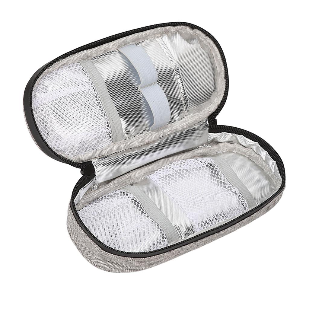 Insulin Cooler Bag Cooling Storage Carrying Pouch Zipper Design for Indoor Outdoor Grey