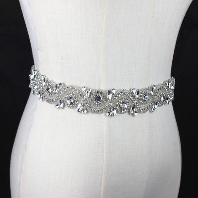 Silver Bridal Sash Ribbon Belt Rhinestone Pearls Wedding Belts Wedding Dress Evening Dress Accessory Fashion Headband Decoration