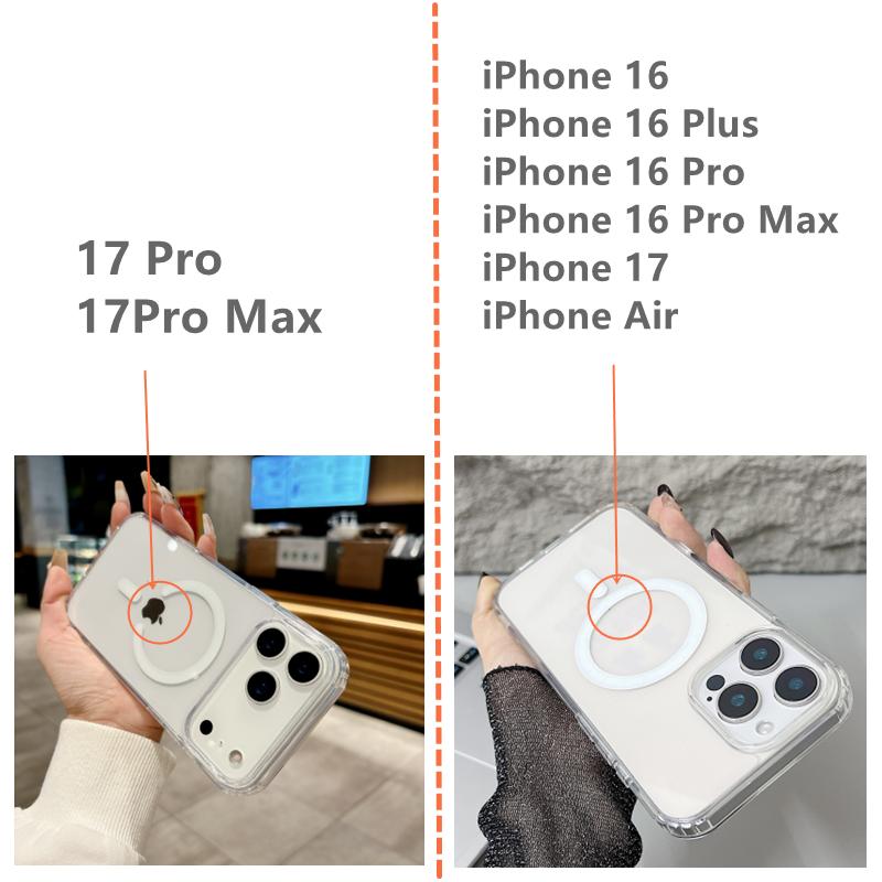 מארז טלפון מגנטי שקוף יוקרתי עבור MagSafe עבור iPhone 17 16 Plus Pro Max כיסוי טעינה אלחוטית עם כפתור מגע למצלמה
